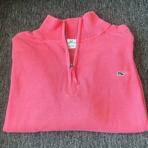Vineyard Vines 100% Cotton Coral 1/4 Zip Sweater Size XL